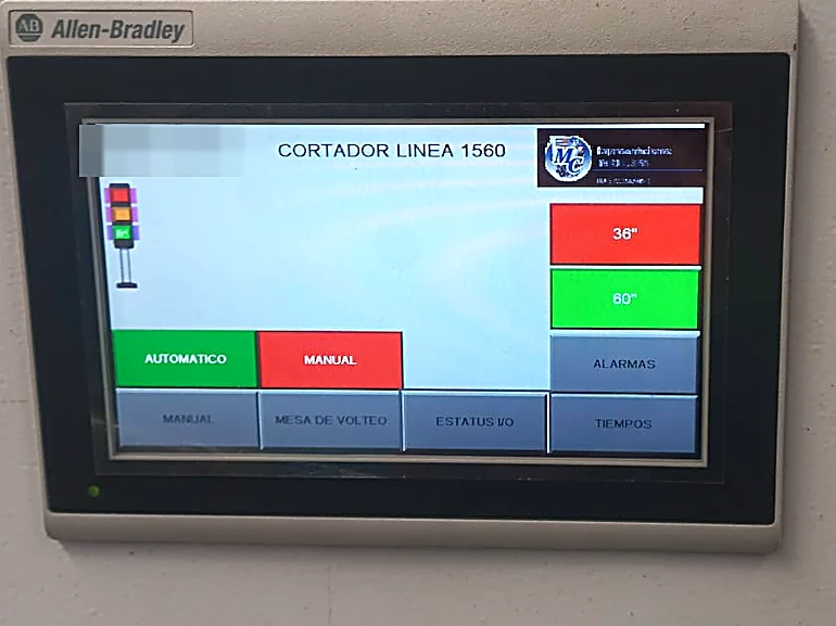 HMI PanelView 800 del cortador campana-espiga